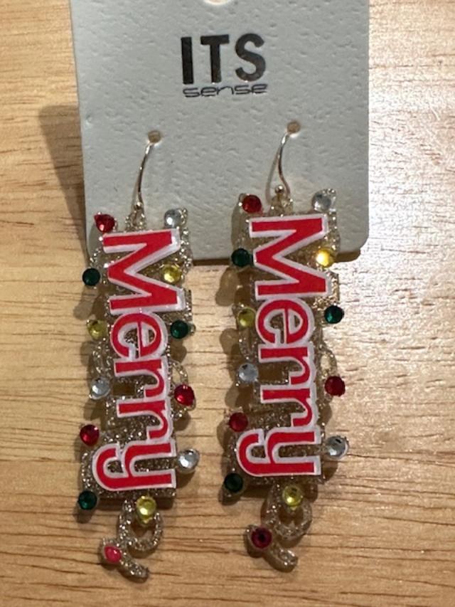Acrylic Merry Christmas Earrings