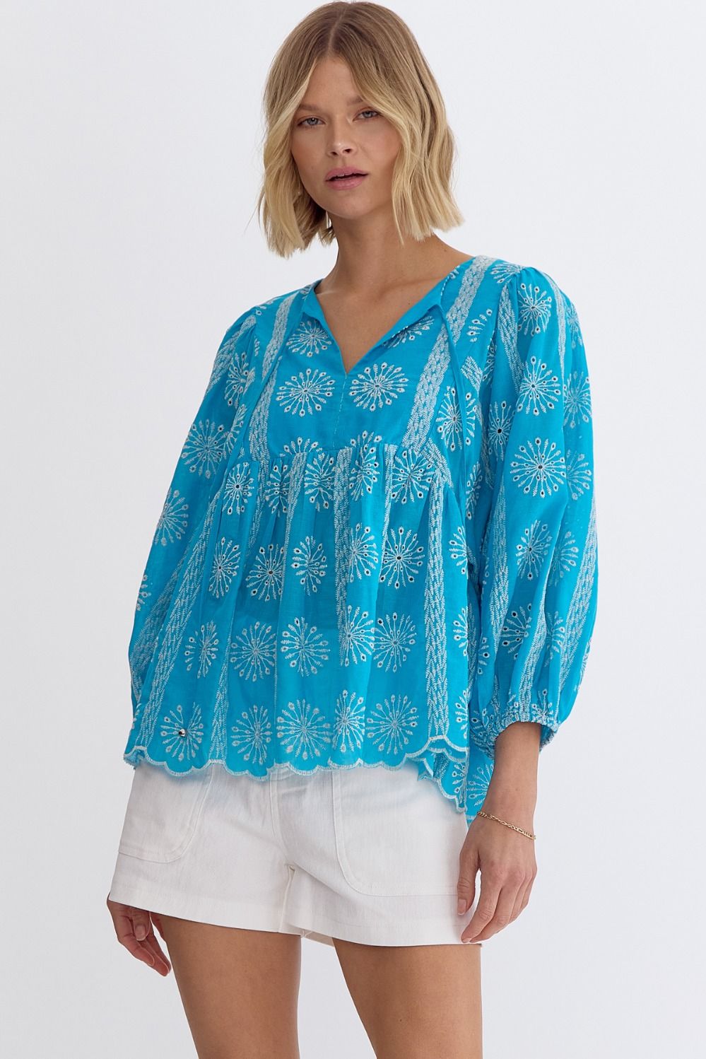 Sweet Eyelet & Embroidered Top