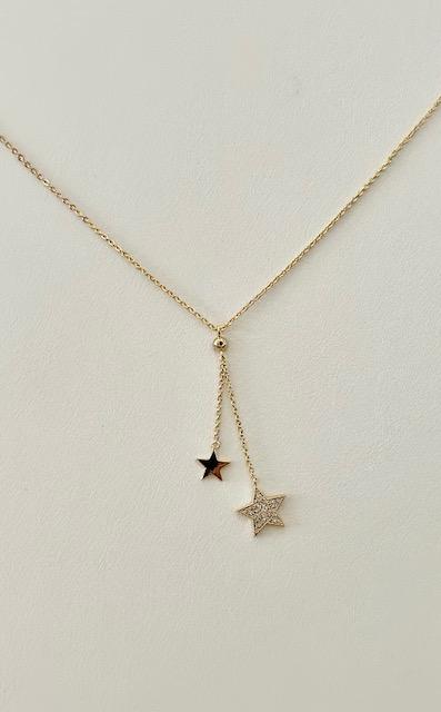 Double Star Drop Necklace