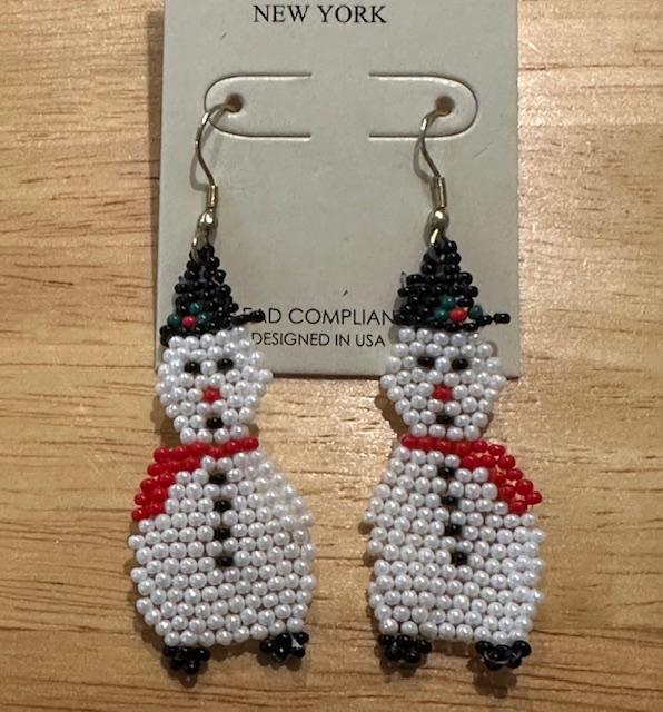 Mini Pearl Beaded Snowman Earrings