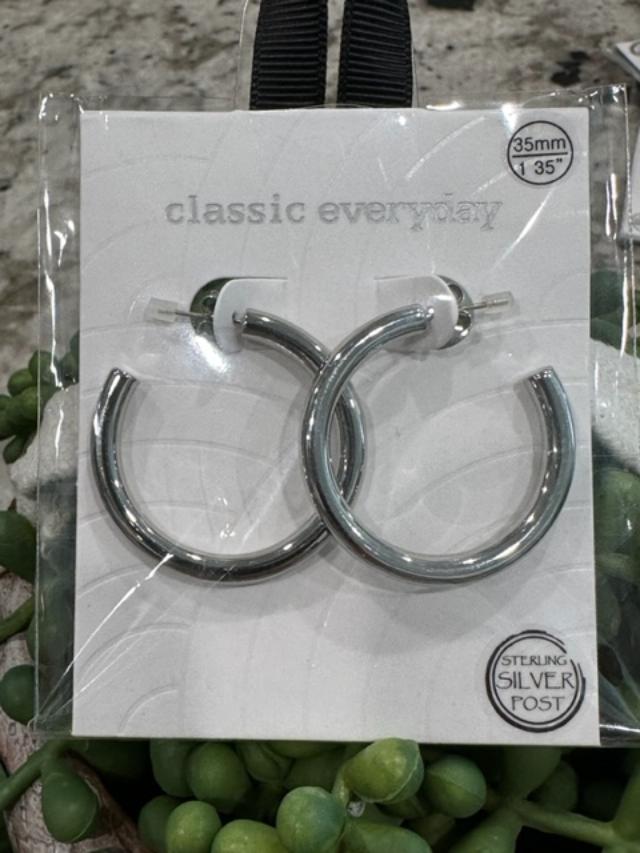 Medium Silver Hoop Earrings