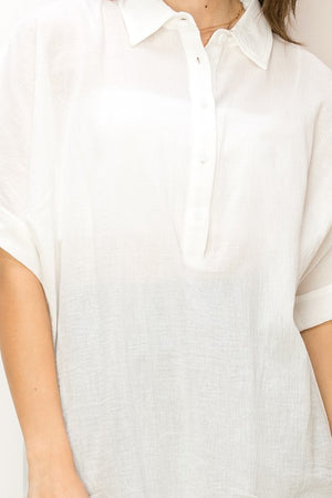 Oversized Button Front Top