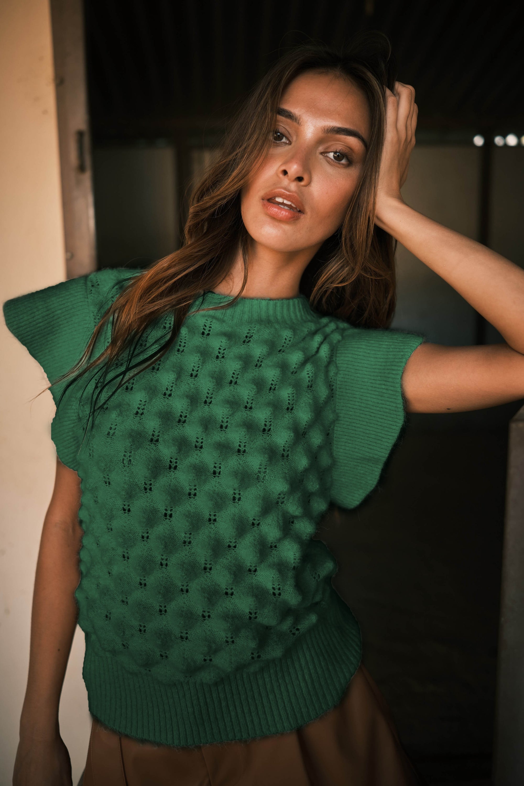 Green Textured Sweater
