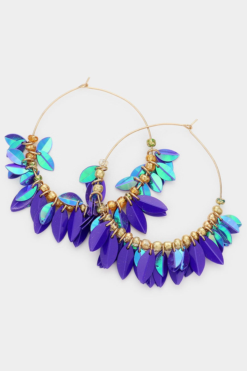 Blue Circle Sequin Earrings Cinco