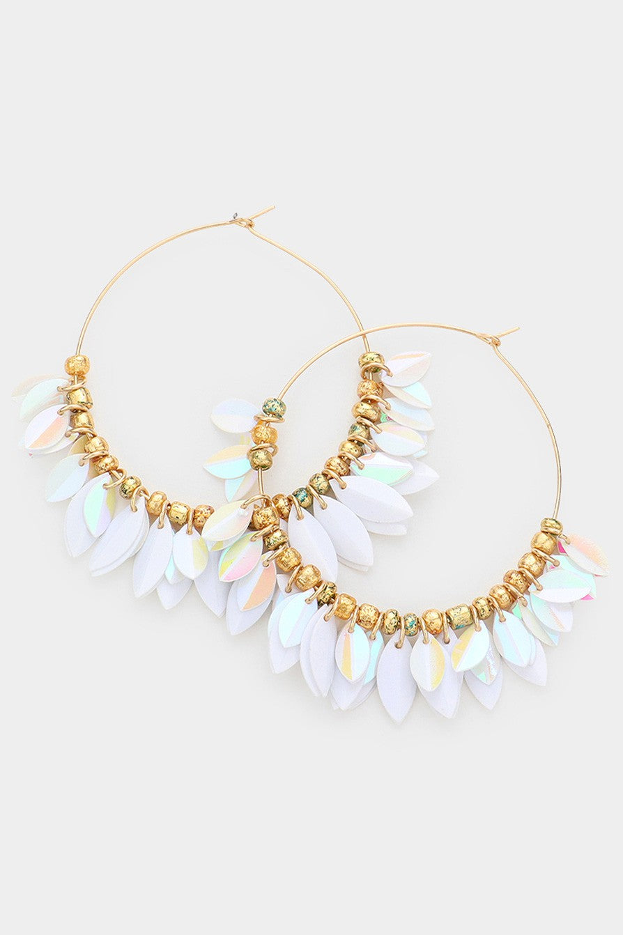 White Circle Sequin Earrings