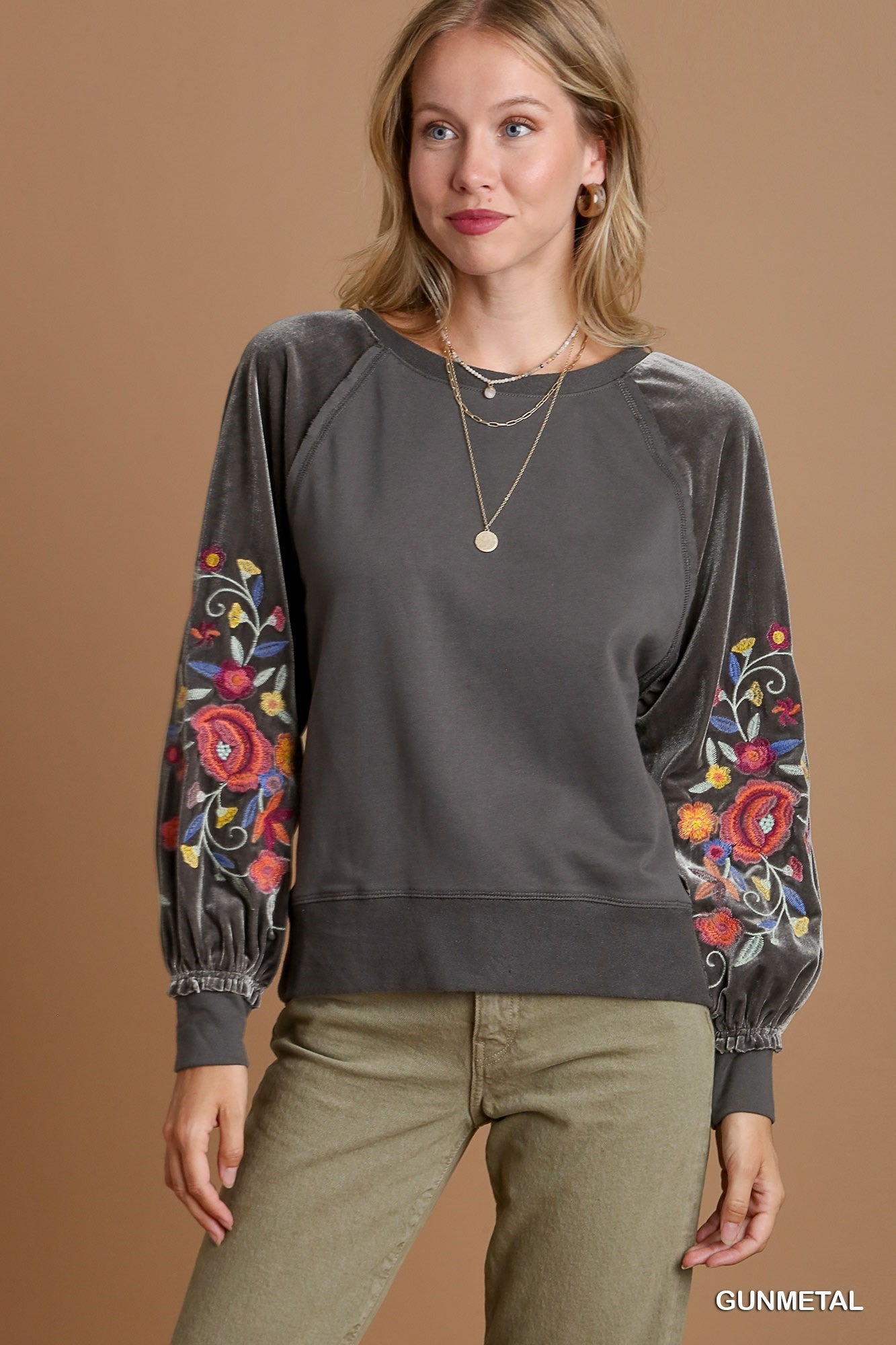 Embroidered French Terry Top