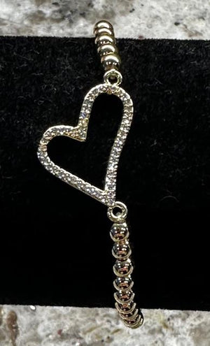 Rhinestone Heart Bead Bracelet