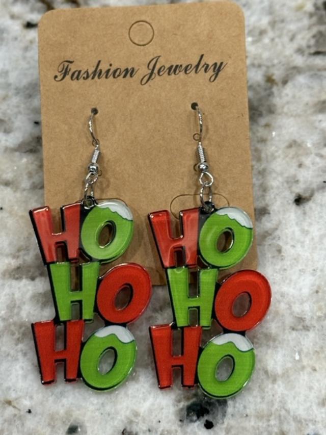 Ho Ho Ho Acrylic Earrings