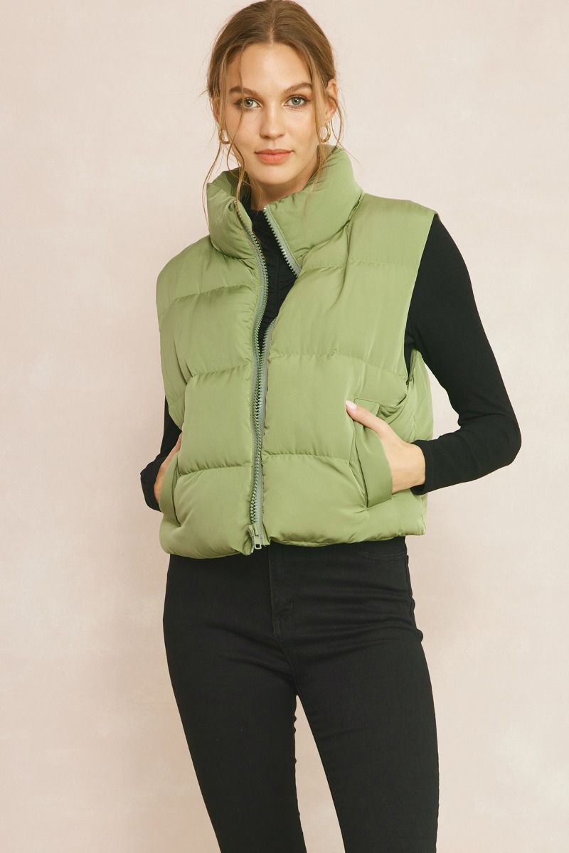 Cropped Puffer Vest