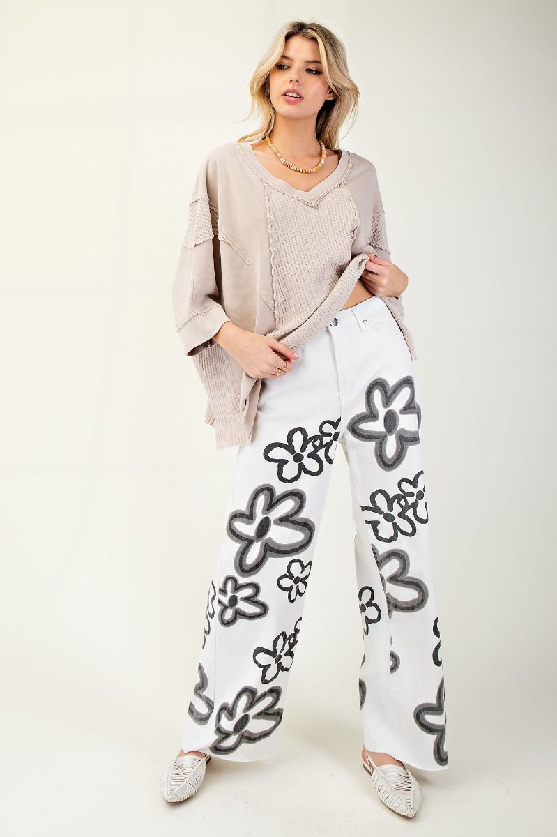 Flower Print Twill Pants