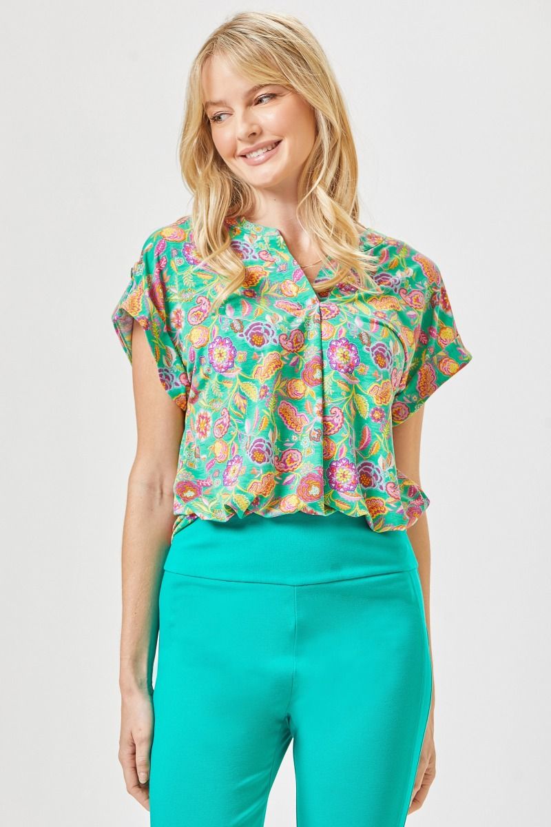 Green Multi - Floral Top