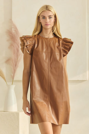 Camel Shift Mini Dress