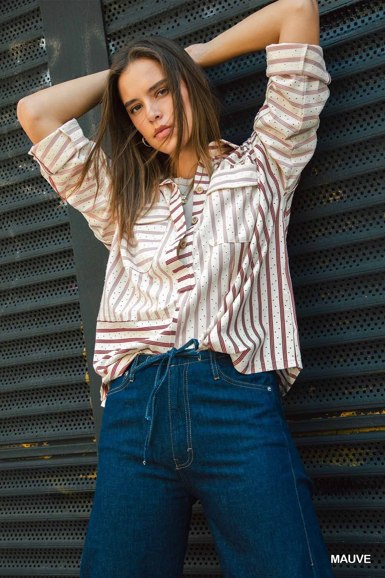 Striped Collared Top