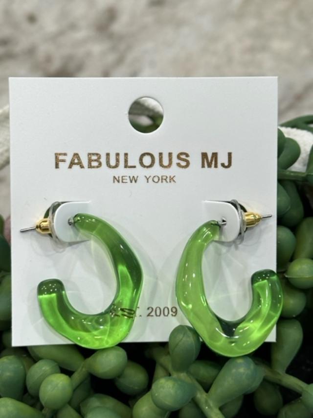 Color Drop Earrings Green