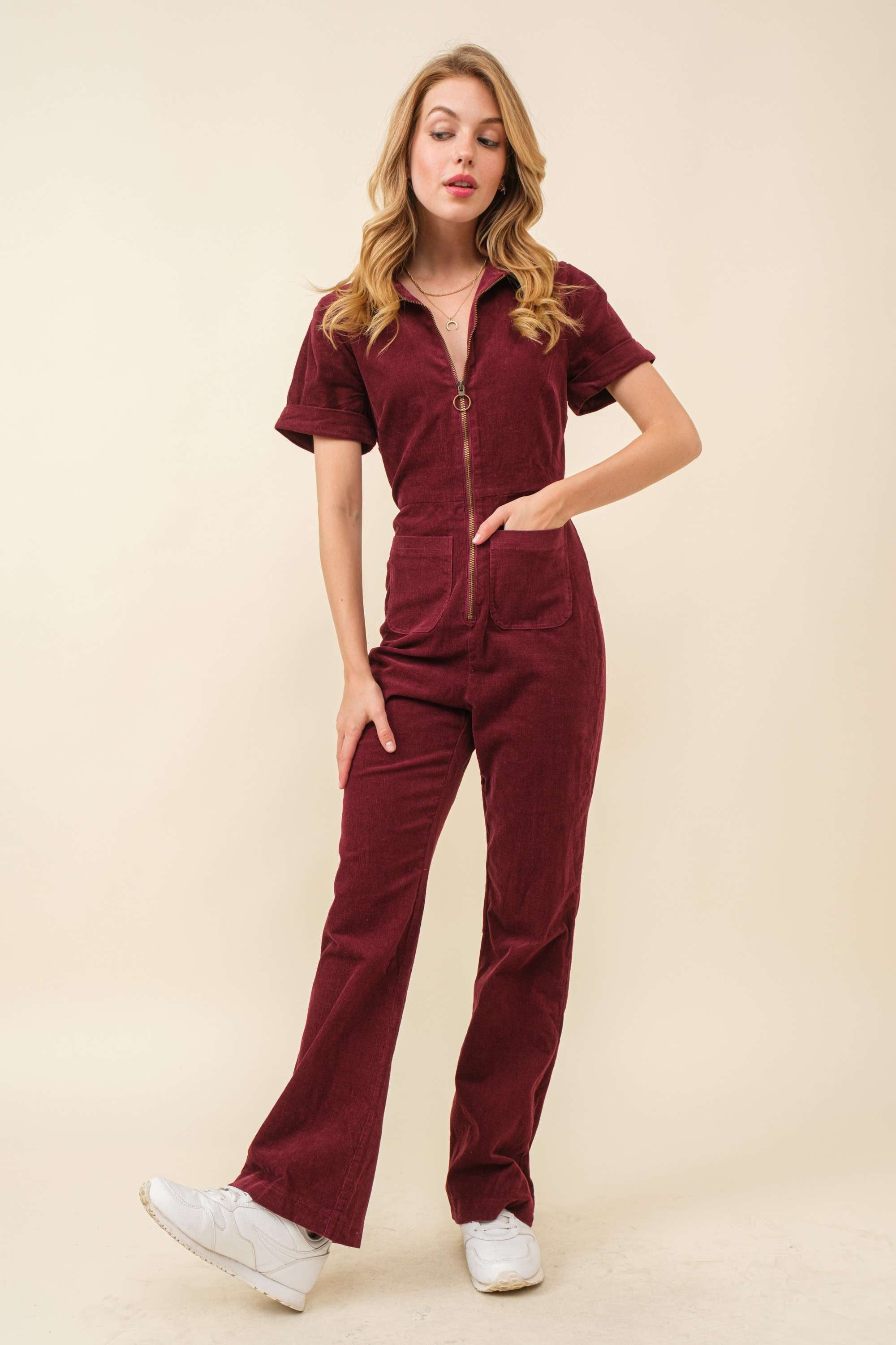 Plum Corduroy Jumpsuit