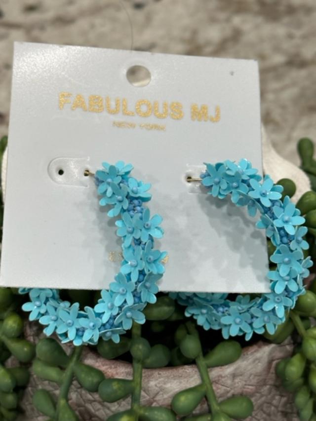Blue Flower Blossom Earrings