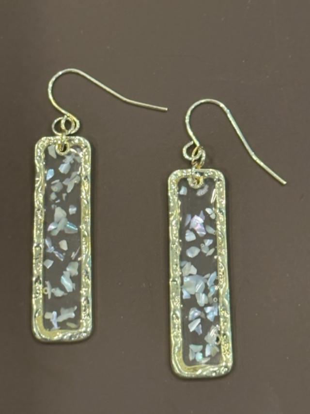 Rectangle Pearl Fleck Earrings