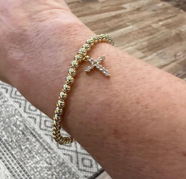 CZ Cross Beaded Bracelet