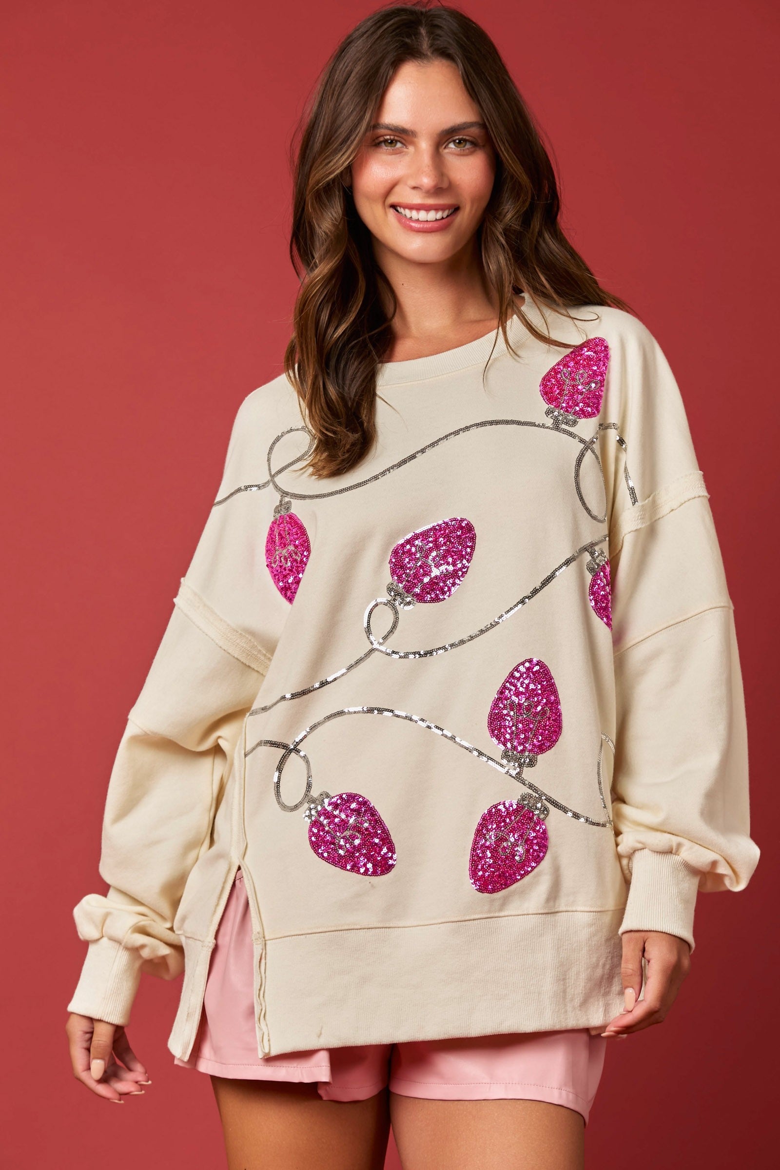 Pink Christmas Light Top