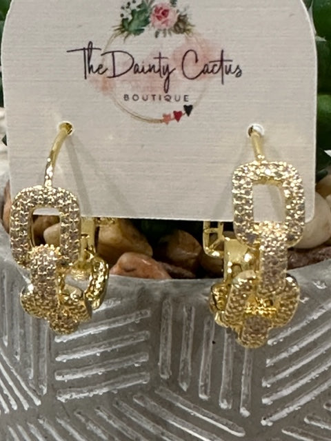 Gold Rhinestone Chain Earrings