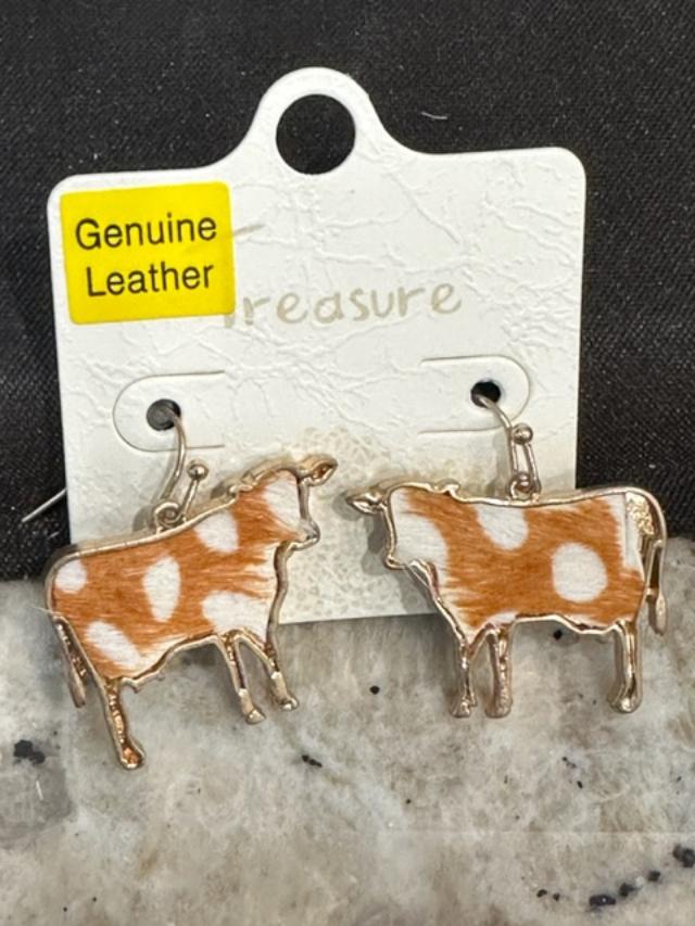 Leather Cow Earrings