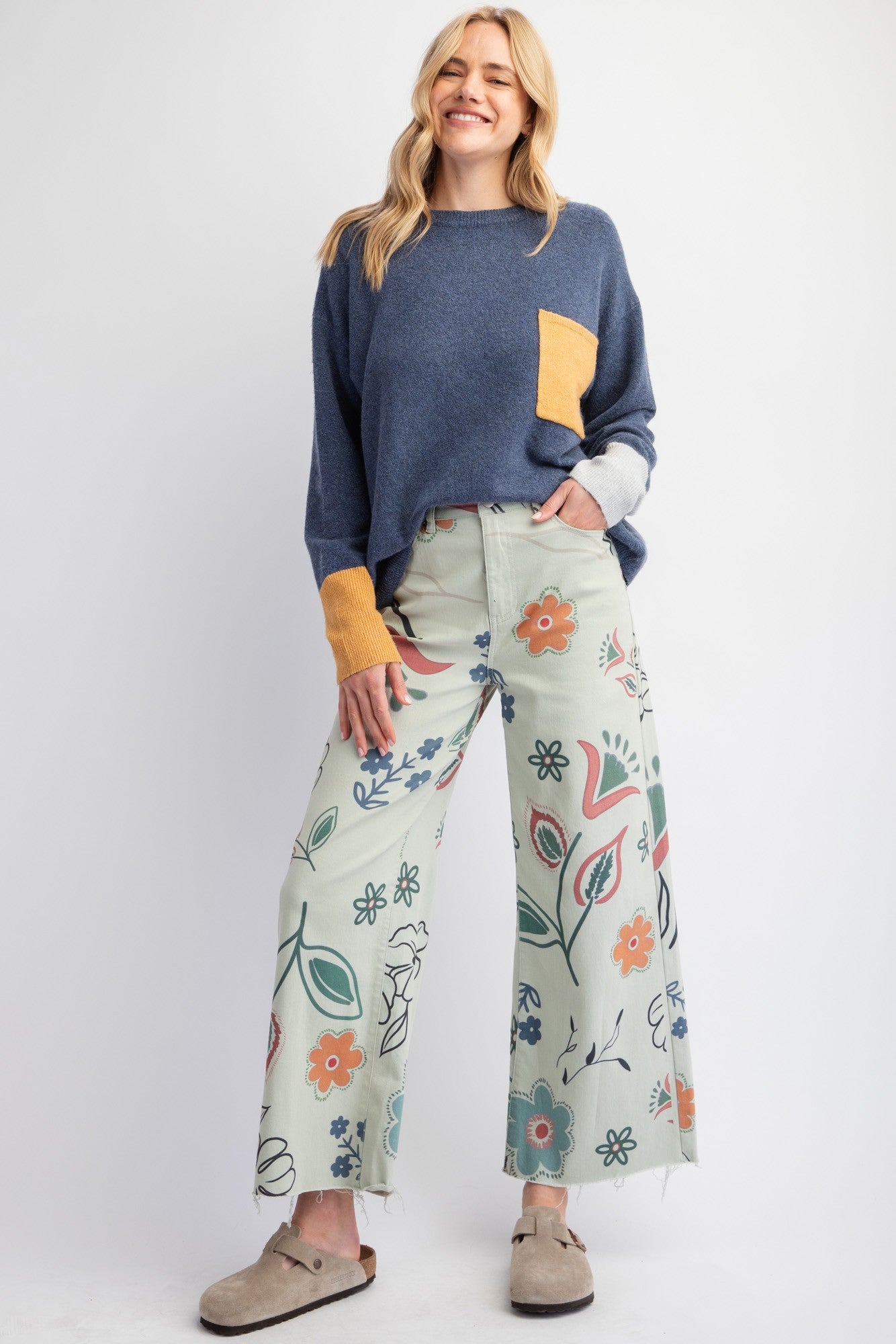 Sage Printed Twill Pants