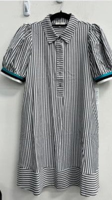 Pinstripe Shirt Dress in Black