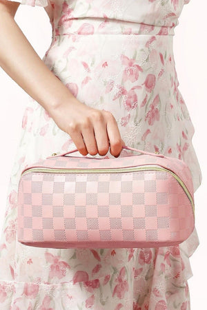 Pink Checkered Make-up Bag