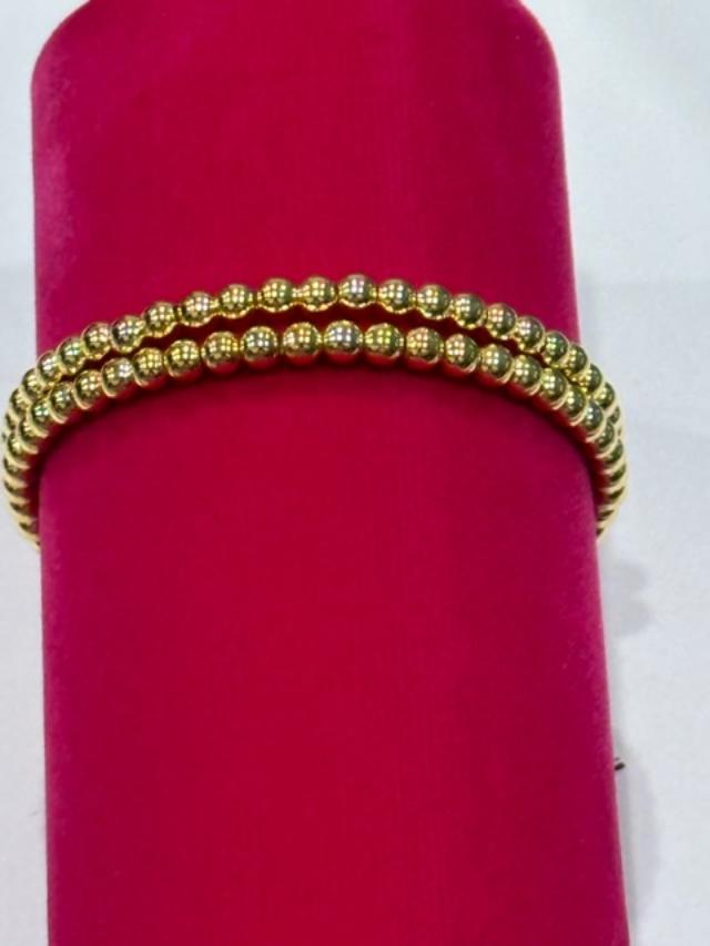 6 MM Double Strand Gold Bead Bracelet