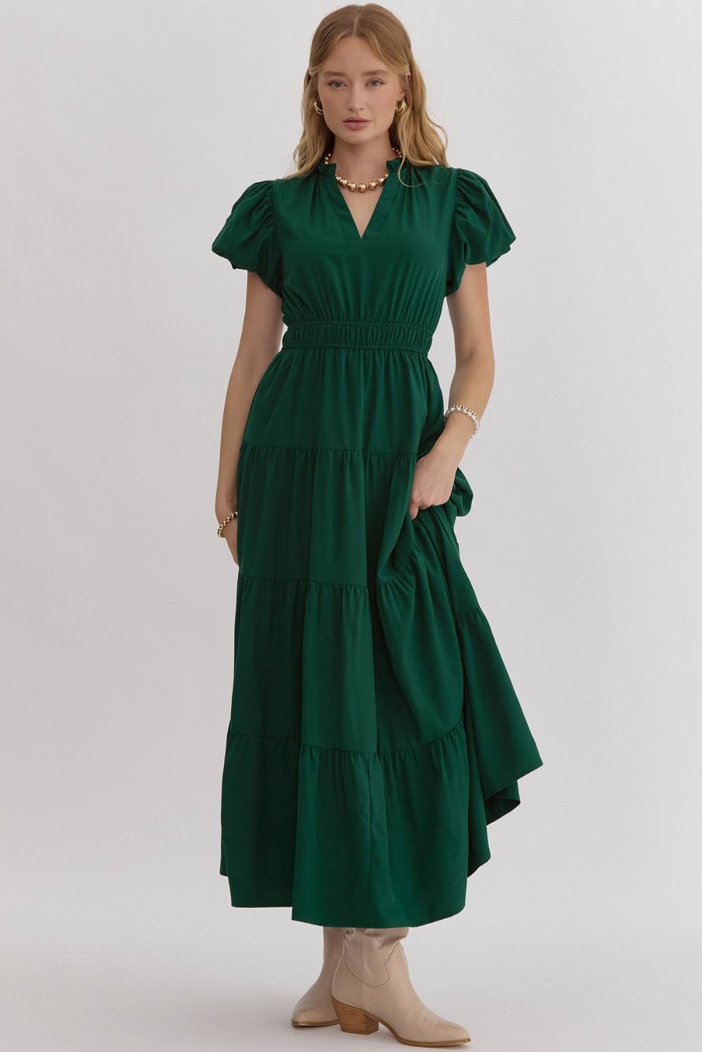 Hunter Green Midi Dress