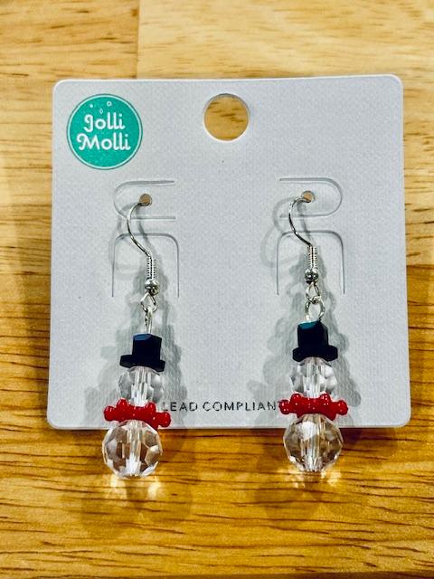 Petite Glass Snowman Earrings