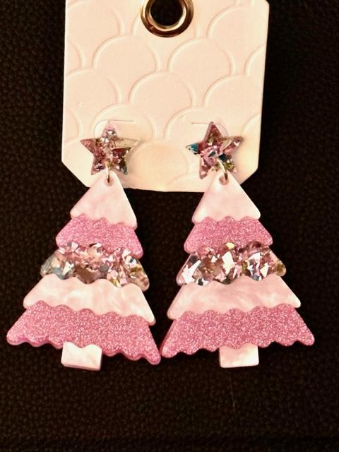 Pink christmas deals earrings