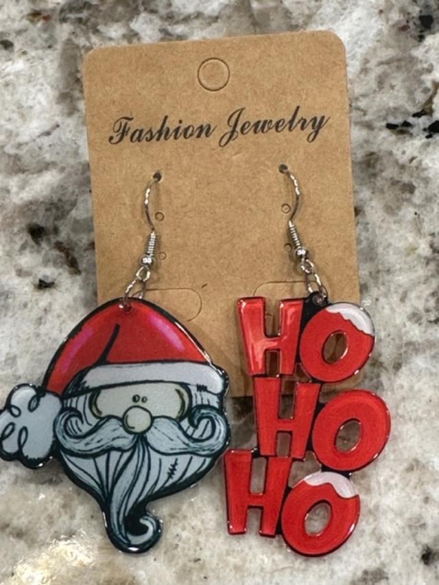 Humble Acrylic Santa Ho Ho Ho Earrings