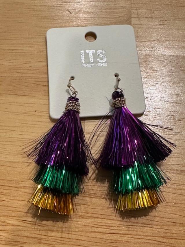 Mardi Gras Tinsel Earrings