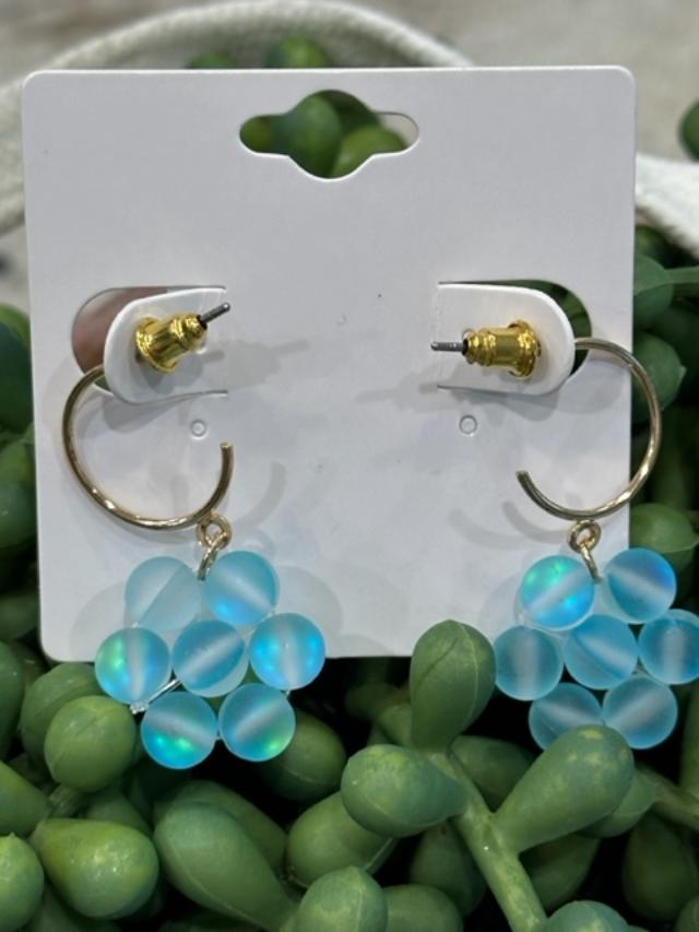 Blue Flower Drop Earrings