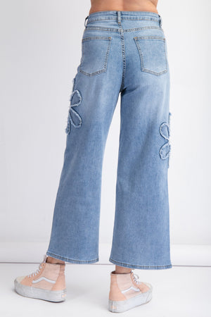 Flower Patch Washed Denim Jeans