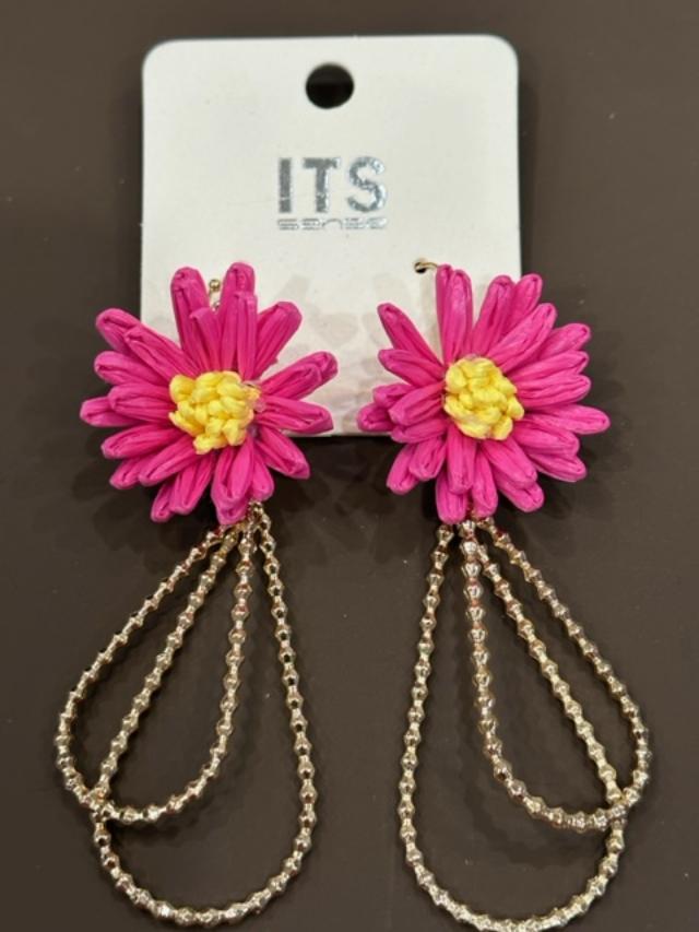 Rafia Flower Earrings