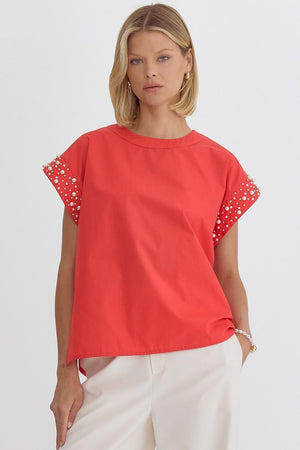 Pearl Cap Sleeve Top