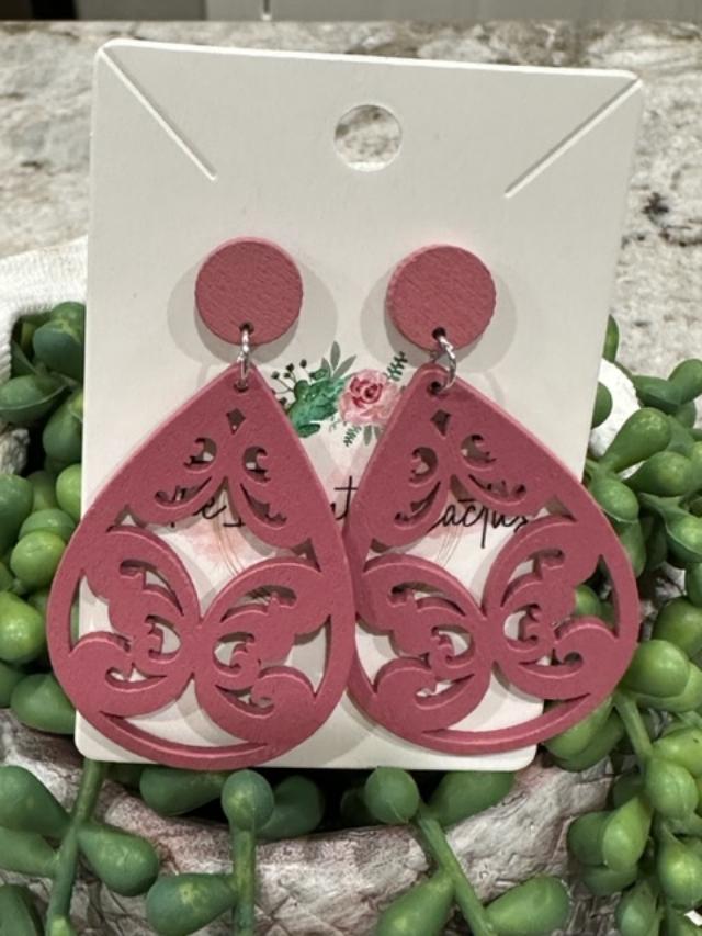 Mauve Wood Earrings