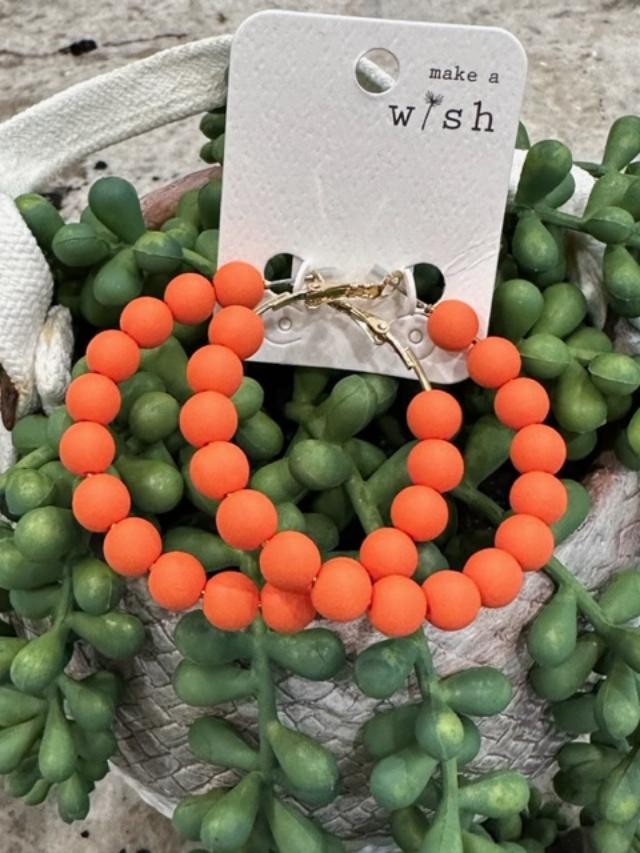 Orange Wooden Bead Earrings