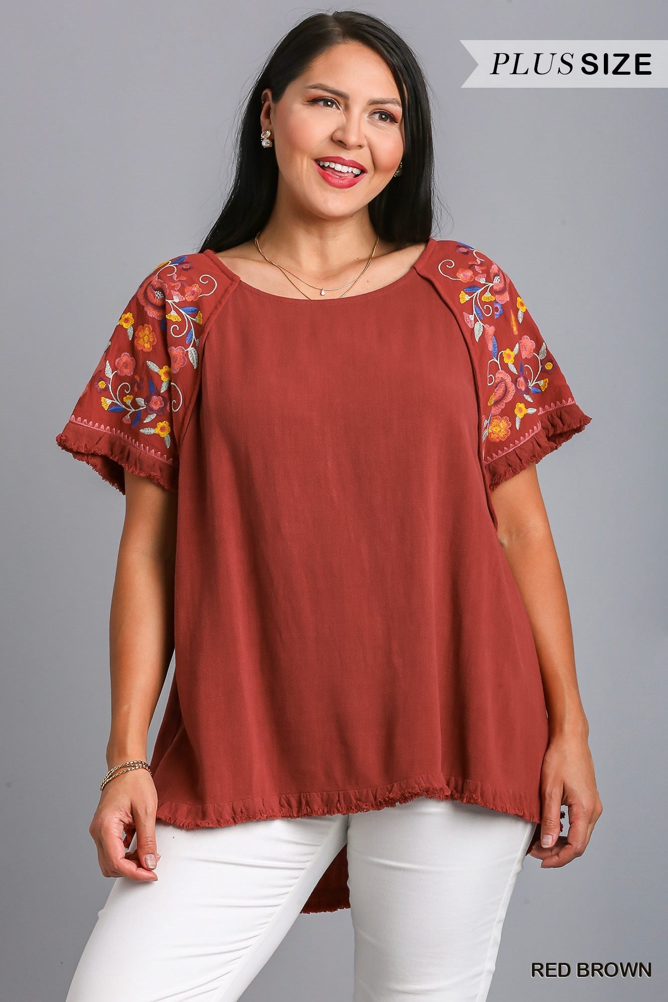 Embroidered Sleeve Top