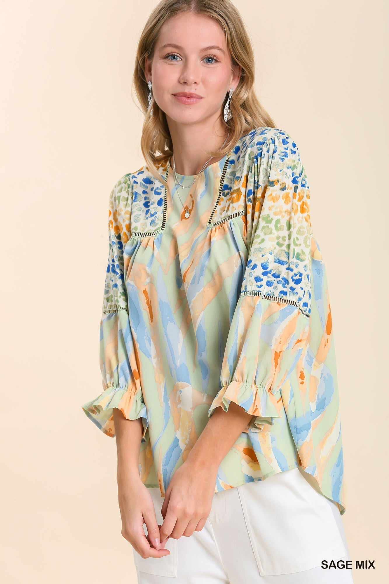 Cheetah Mixed Print Top