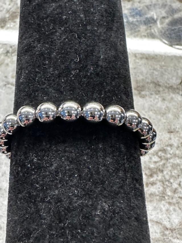 8 MM Silver Bead Bracelet