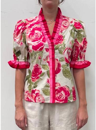 Plus Ruffled in Pink Top