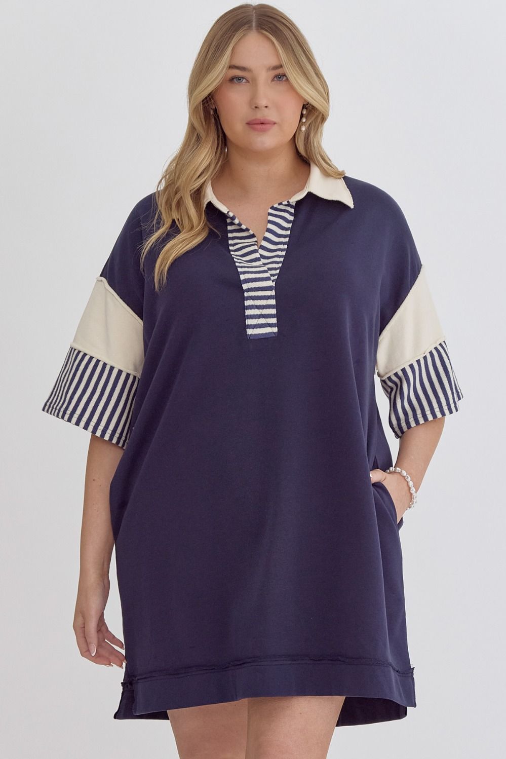 Color Block Navy Dress