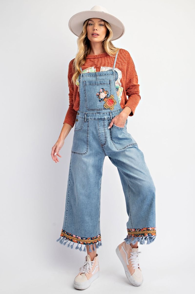 Flower Patch Denim Overalls