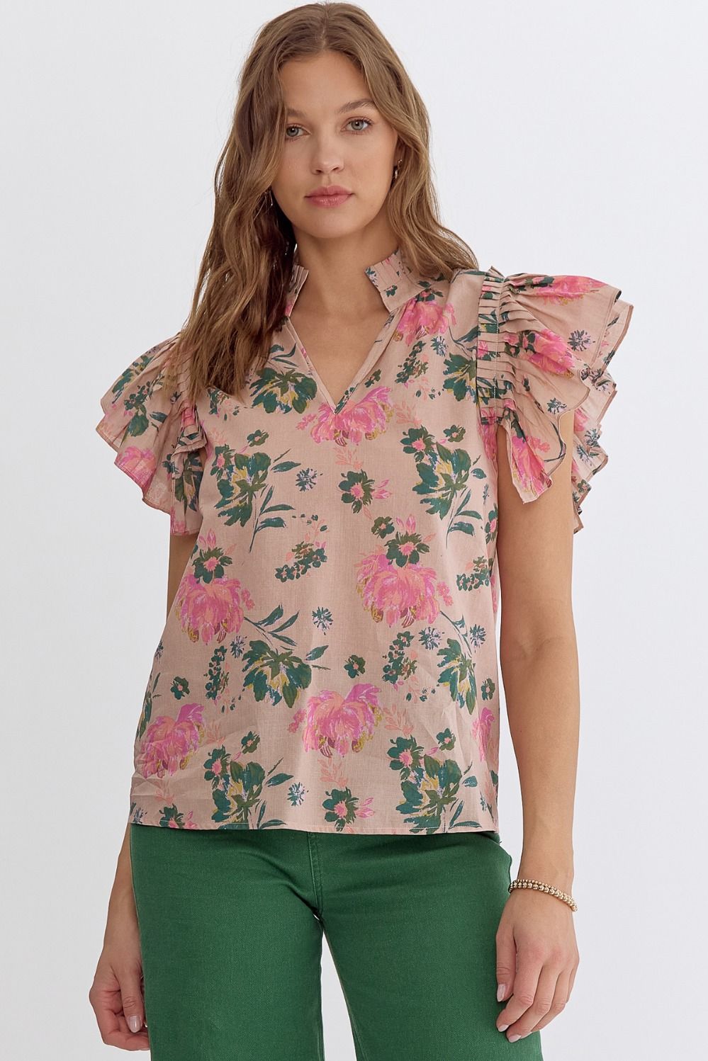 The Floral Garden Top in Peach