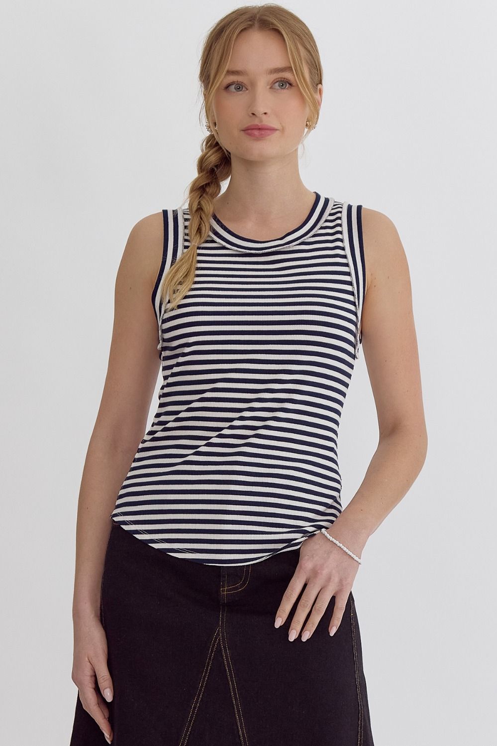 Navy Striped Tank