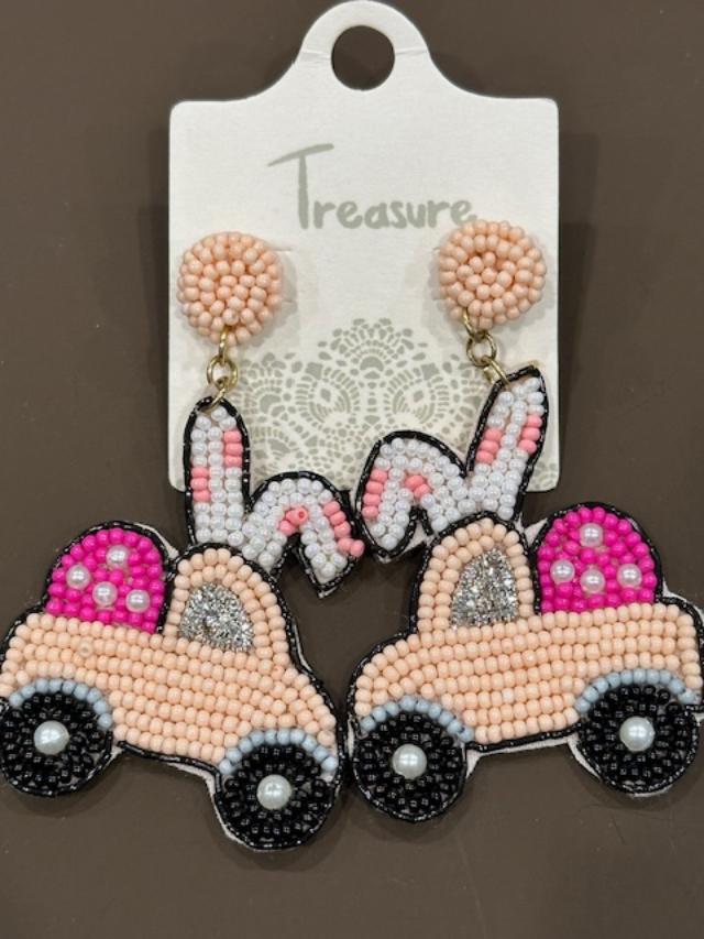 Beaded Car Bunny Earrings