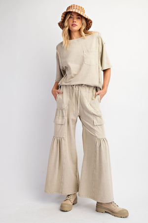 Mineral Washed Mocha Knit Top